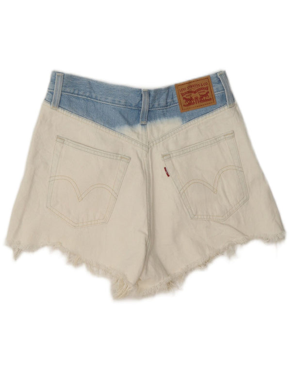 Pantaloni scurți din denim cu talie înaltă Levi's W27, bumbac color bloc alb mici
