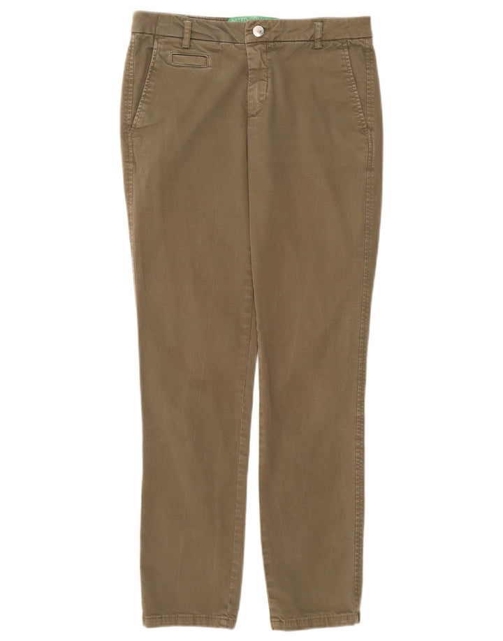 BENETTON Womens Slim Cropped Trousers W27 L26 Khaki