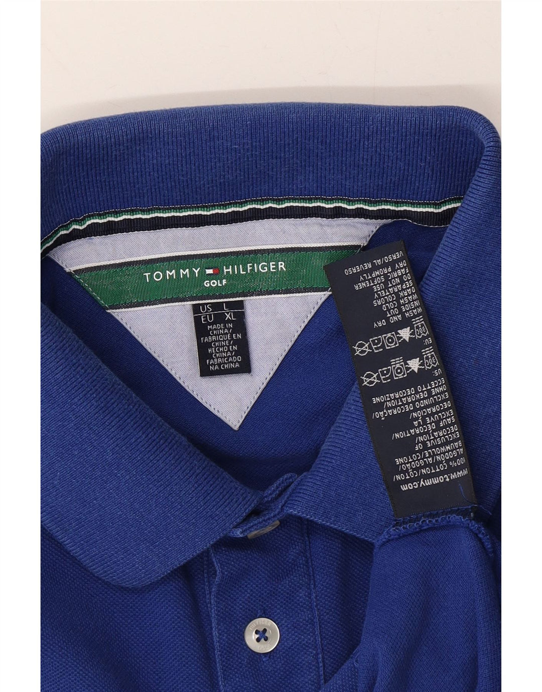 TOMMY HILFIGER Mens Golf Polo Shirt Large Blue Cotton Vintage Tommy Hilfiger and Second-Hand Tommy Hilfiger from Messina Hembry 