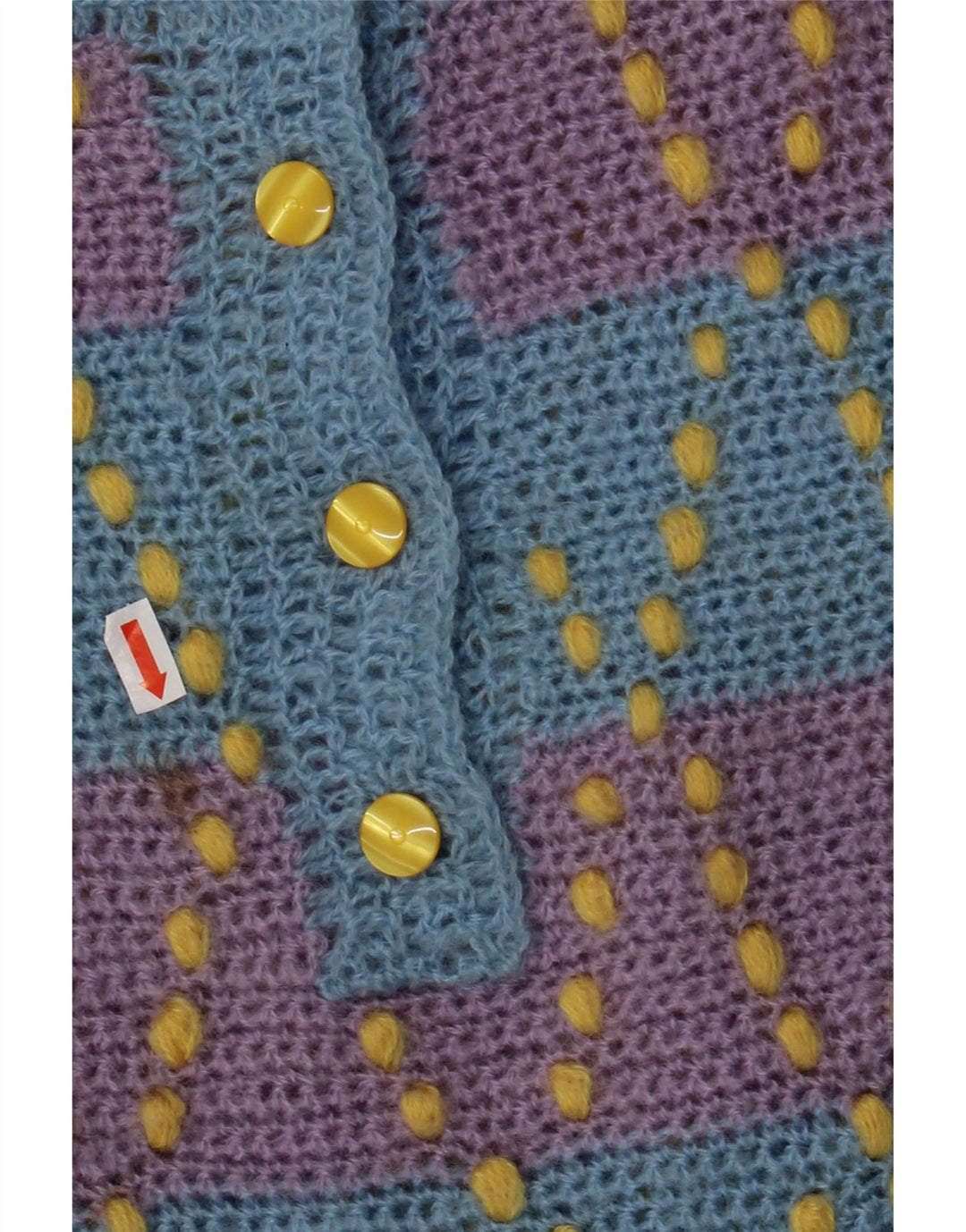Pulover pentru femei VINTAGE cu gât cu nasturi, UK 12, cu dungi albastre medii