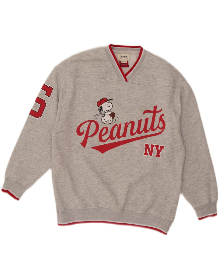 Pull & Bear Pull & Bear Pulover pentru bărbați Peanuts Graphic Pulover mic, gri, bumbac