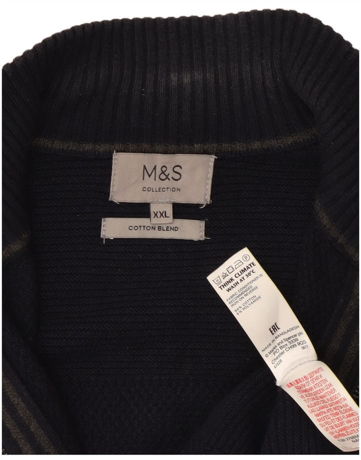 Pulover cardigan pentru bărbați Marks & Spencer, bumbac bleumarin 2XL