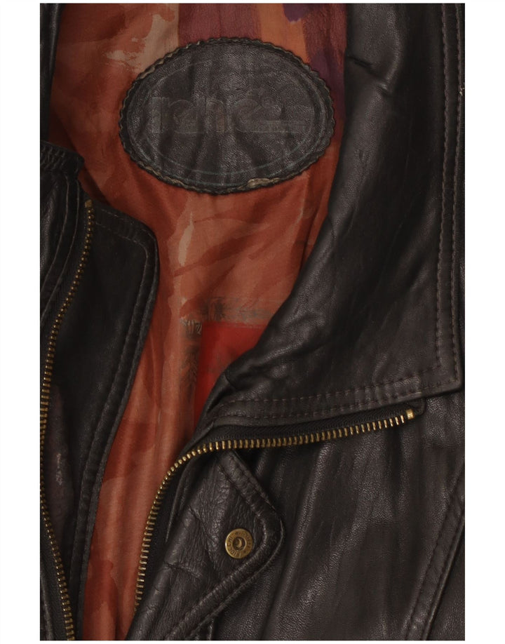 Jachetă de piele vintage pentru bărbați UK 44 2XL din piele neagră