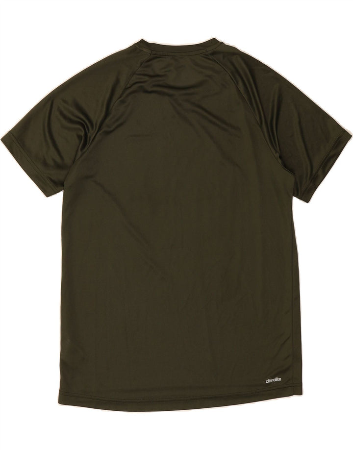 ADIDAS Mens Climalite Graphic T-Shirt Top Medium Khaki Polyester Vintage Adidas and Second-Hand Adidas from Messina Hembry 