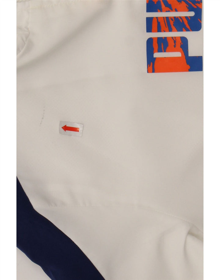 PUMA Boys Graphic Tracksuit Top Jacket 11-12 Years White Colourblock Nylon