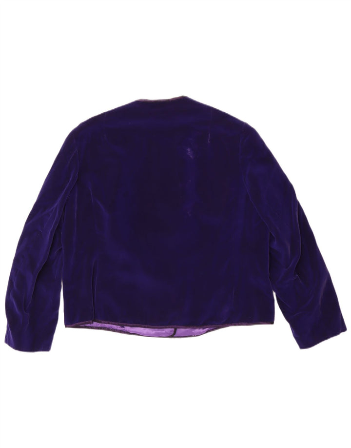 Jachetă vintage pentru femei din catifea cu 5 nasturi, UK 14, violet mediu