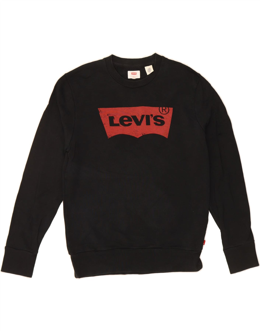 LEVI'S Mens Graphic Sweatshirt Jumper Small Black Cotton Vintage Levi's and Second-Hand Levi's from Messina Hembry 