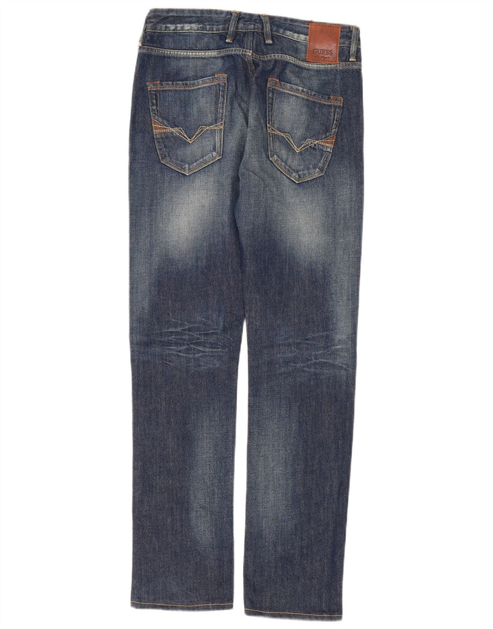 Blugi drepte pentru femei Guess L30 L33 bumbac bleumarin
