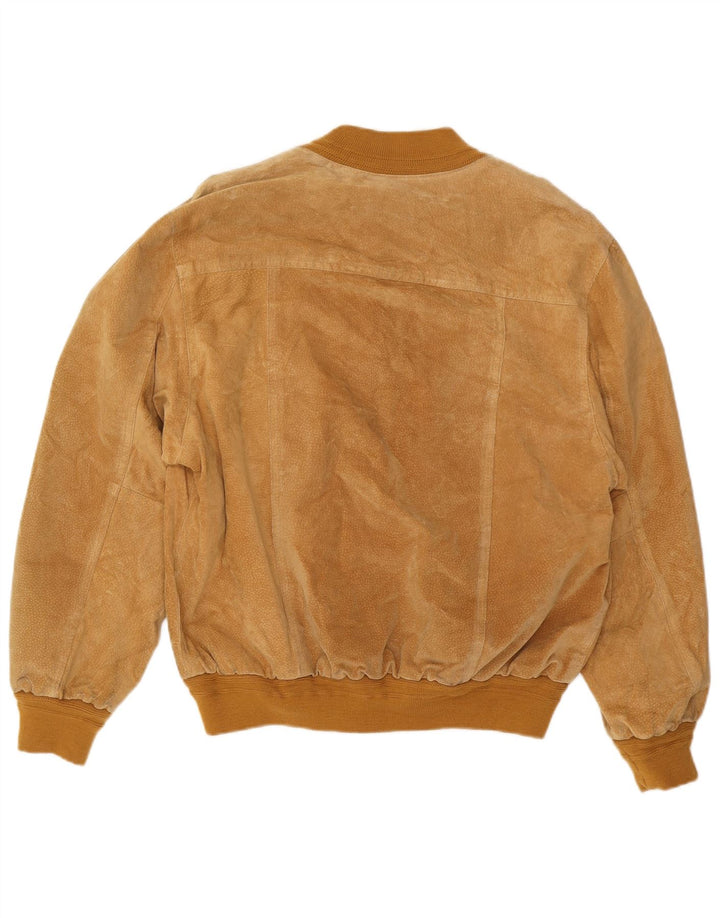 Bomber vintage pentru bărbați din piele intoarsa UK 40 mare, maro, din piele