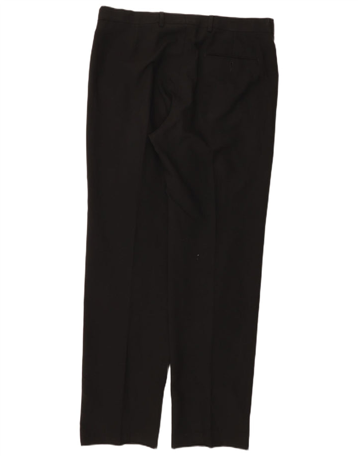 MARKS & SPENCER Pantaloni de costum pentru bărbați, cu ajustare normală, L36 L33, poliester negru