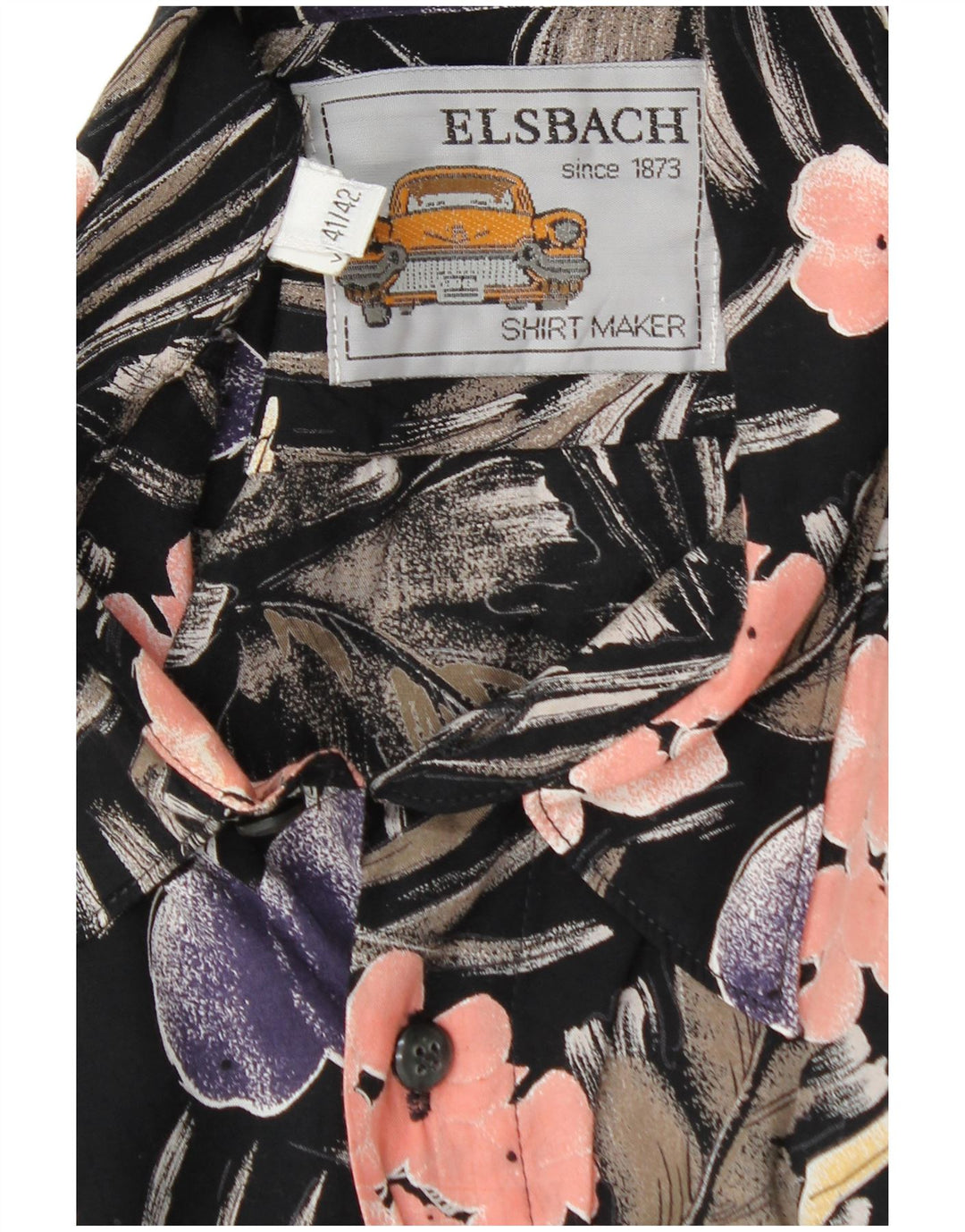 Cămașă pulover pentru bărbați ELSBACH Mărimea 41/42 Viscoză mare, neagră, florală