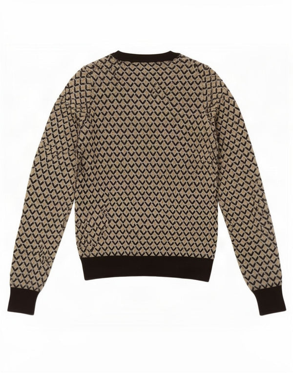 Pulover cu decolteu în V Zara pentru femei UK 10 Mic maro geometric acrilic