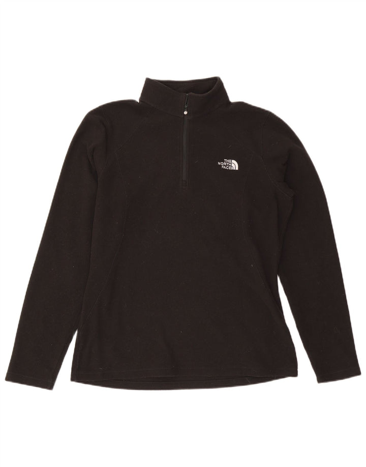 Pulover pentru femei The North Face, cu fermoar și gât, din lână UK 16, mare, negru, poliester
