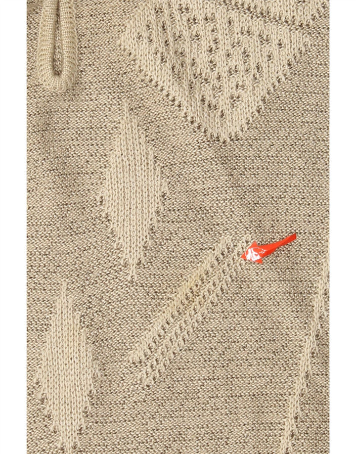 Pulover vintage cu gât cu nasturi pentru femei UK 14 mare, gri, geometric