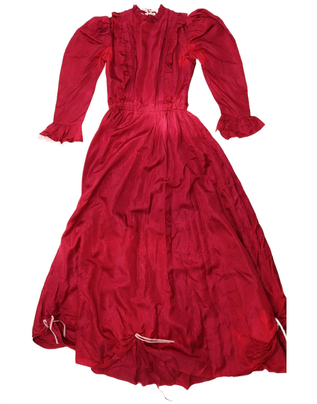 VINTAGE Rochie de prințesă cu volane în față pentru femei UK 10 Mic Bordeaux