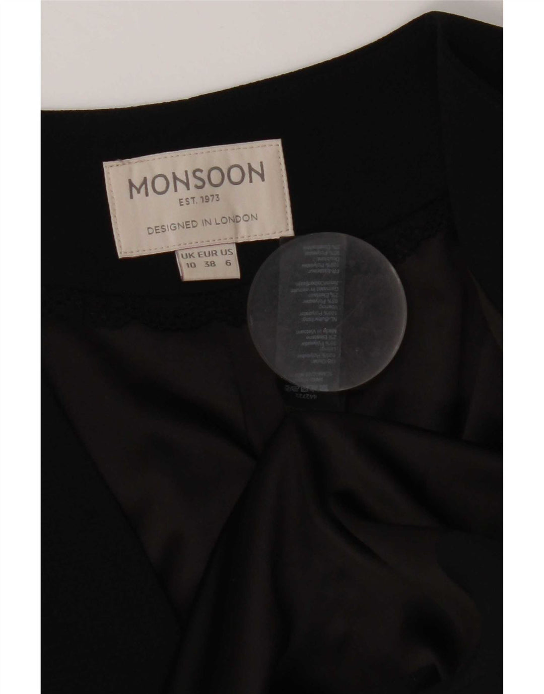 Jachetă Blazer deschisă pentru femei Monsoon UK 10 Poliester negru mic