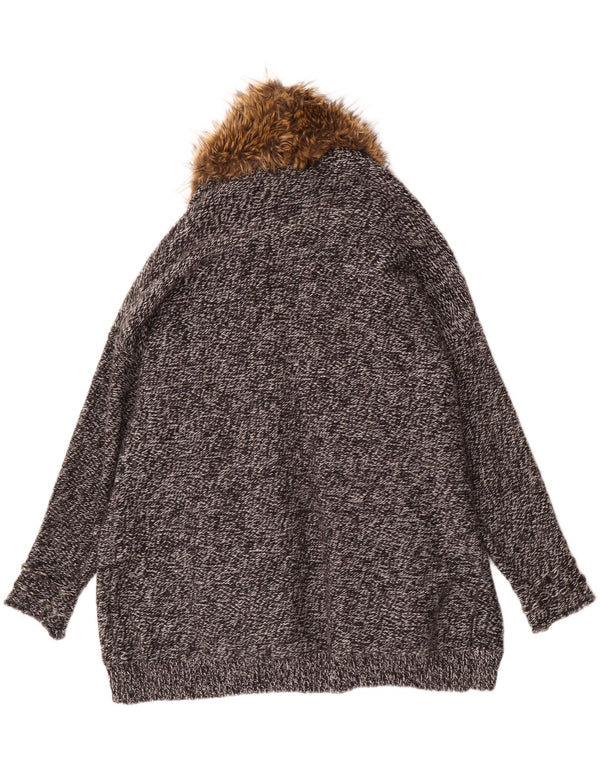 Pulover cardigan cu paragate supradimensionat pentru femei Guess UK 10 mic, gri cu pete