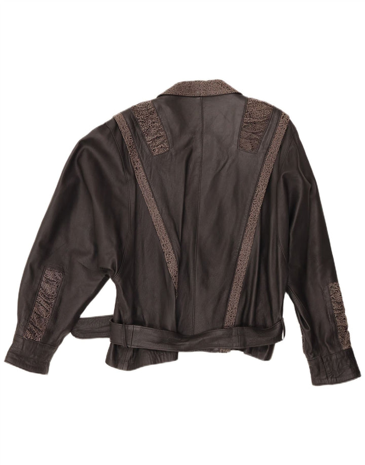 Jachetă de piele pentru femei VINTAGE IT 48 XL din piele geometrică neagră