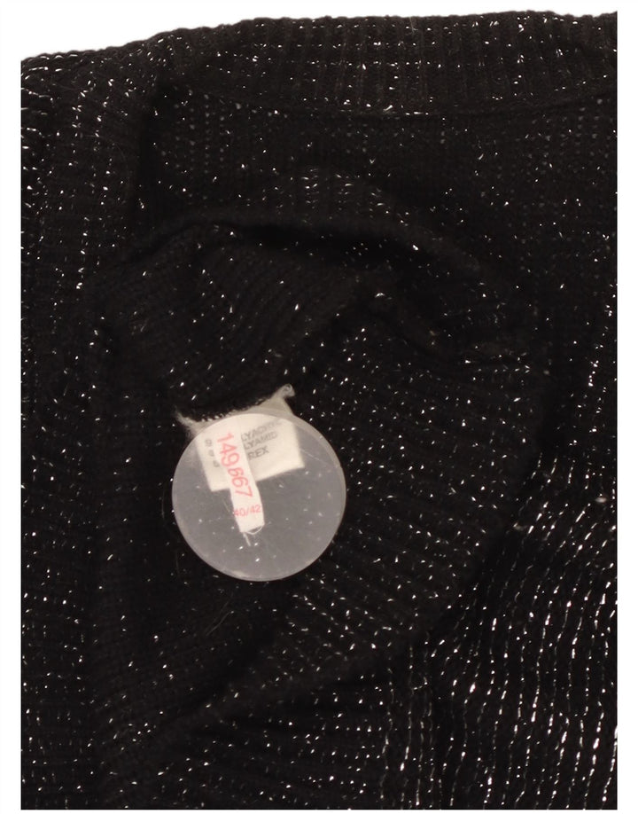 VINTAGE Vestă de damă Tank Top EU 40/42 Mediu Negru cu pete acrilice