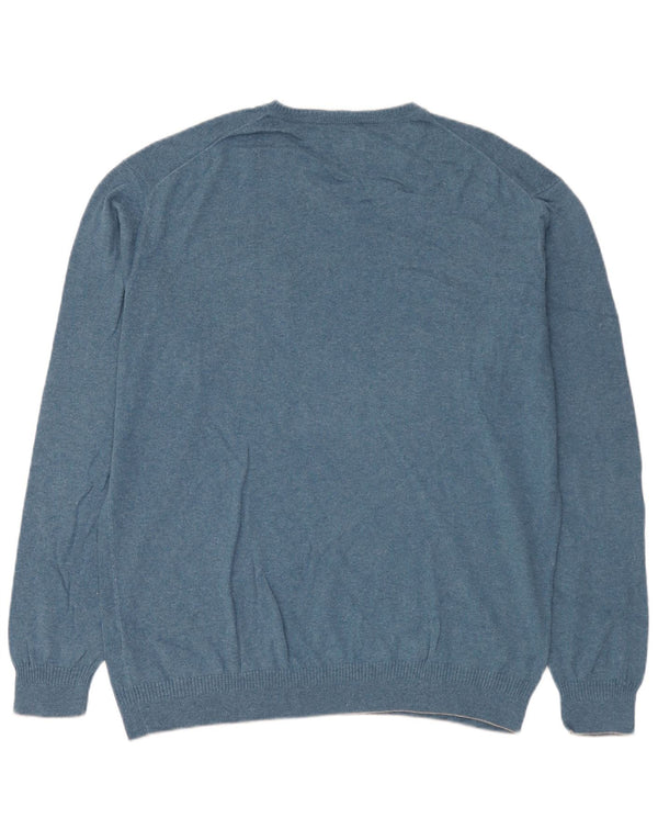 Marlboro Classics Mens V-Neck Jumper Sweater 3XL Blue Cotton