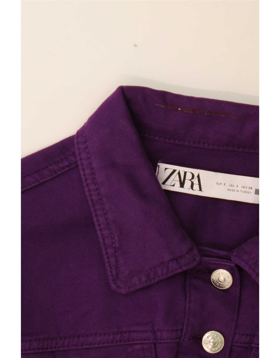 Jachetă de denim scurtă pentru femei Zara UK 10 Small Purple