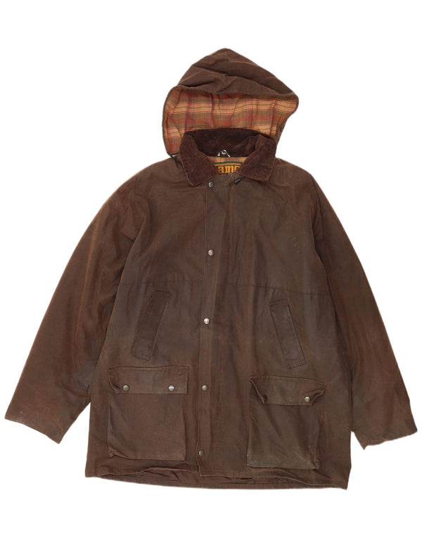 Game Technical Apparel Jachetă din bumbac cerat cu glugă pentru bărbați UK 44 2XL maro