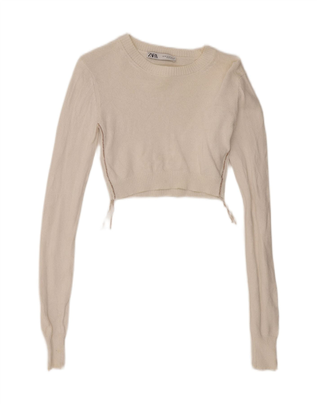 Crop Top pentru femei Zara cu mânecă lungă UK 6 XS Alb