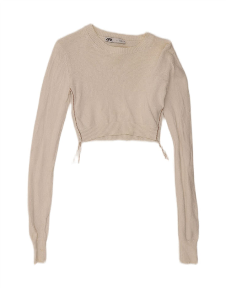 Crop Top pentru femei Zara cu mânecă lungă UK 6 XS Alb