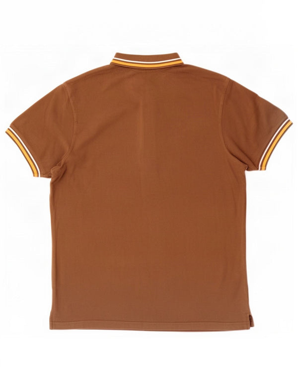 Diadora Mens Polo Shirt Medium Brown Striped Cotton