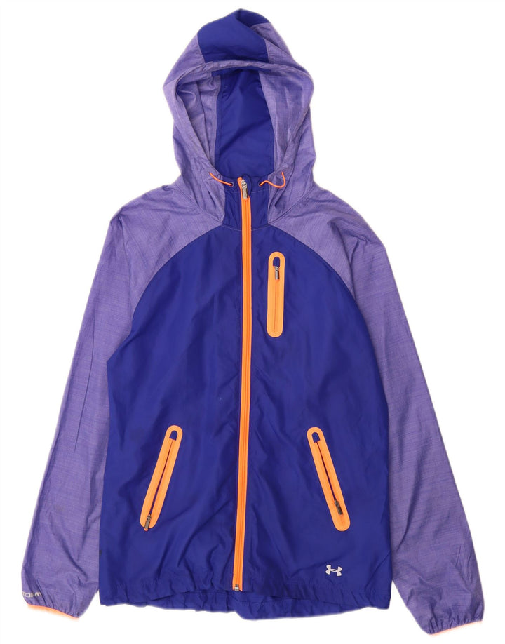Jachetă de ploaie cu glugă pentru femei Under Armour UK 10 Small Blue Colorblock
