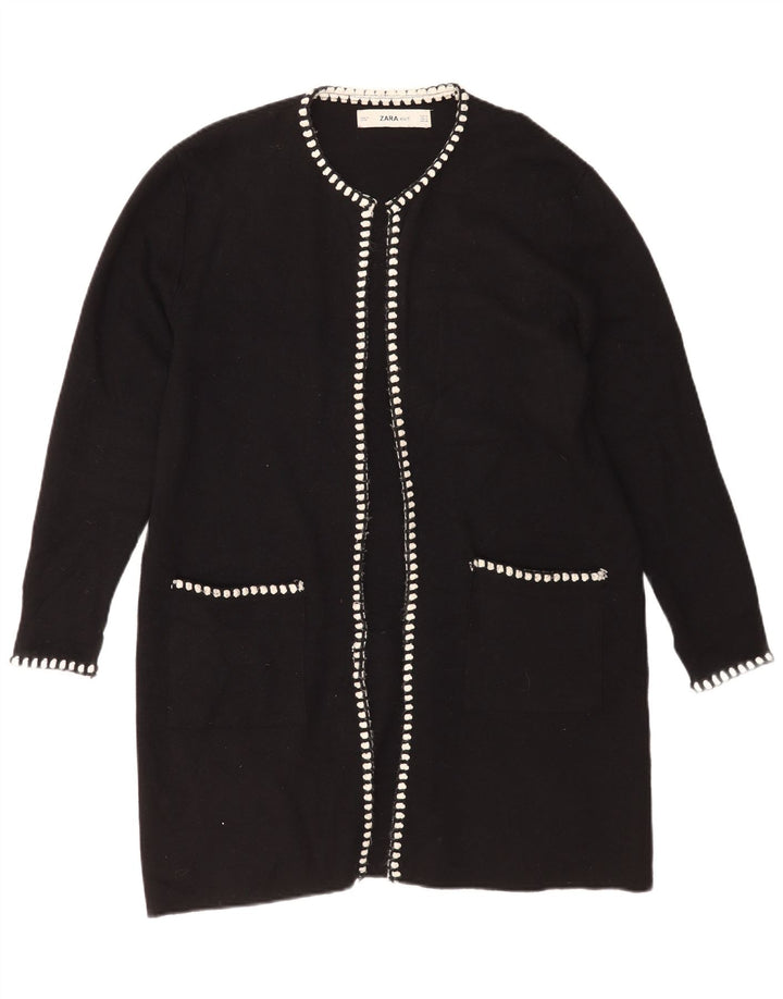 Pulover cardigan deschis pentru femei Zara UK 14 Medium Black Viscose