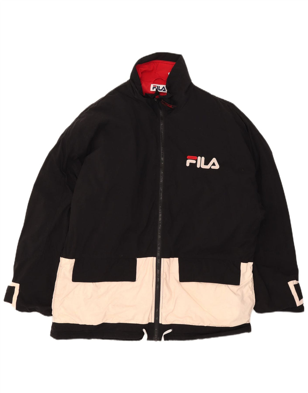 Jachetă căptușită cu grafică pentru bărbați Fila UK 38 Medium Black Colorblock Nylon