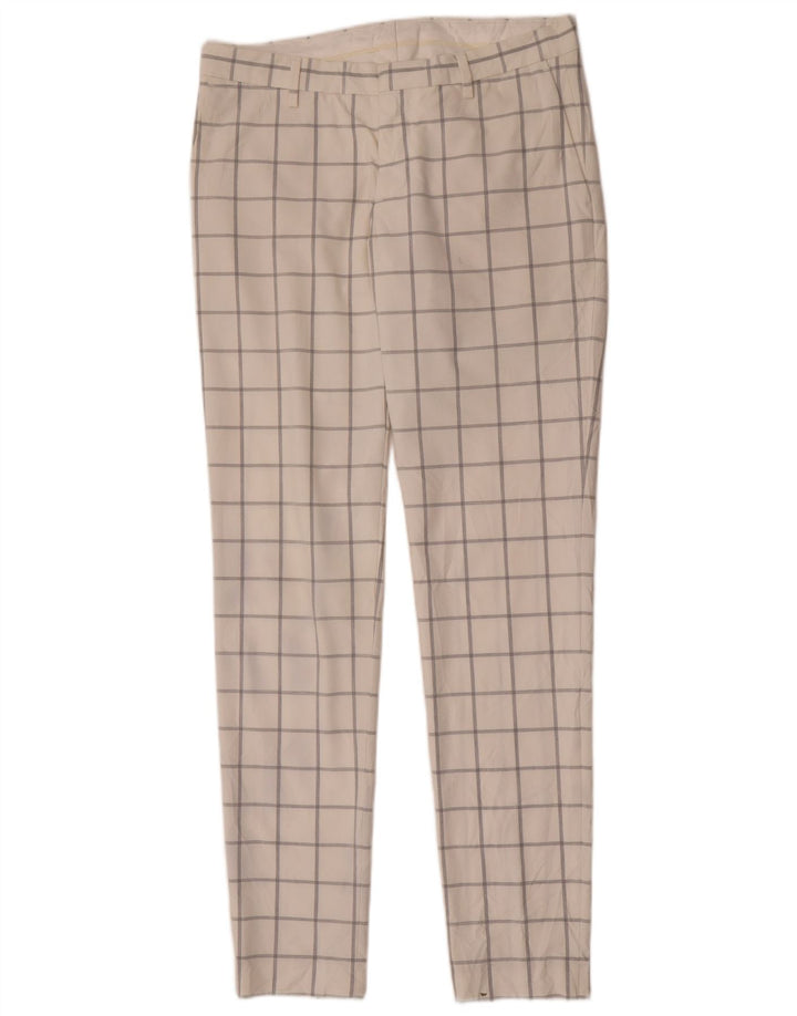 Pantaloni chino slim pentru bărbați Zara EU 40 Mediu L31 L33 Poliester cu carouri albe