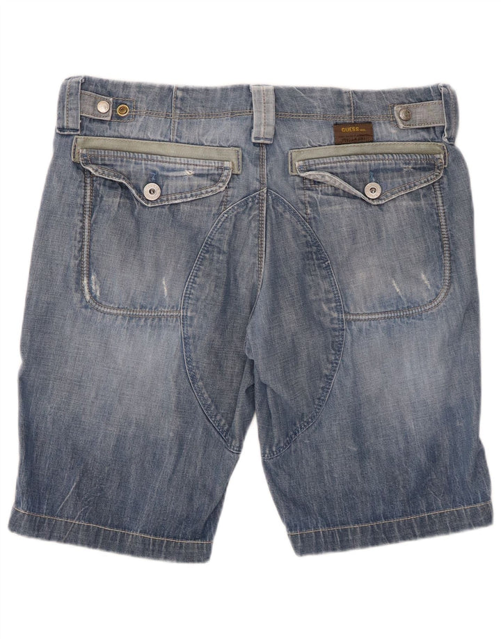 Pantaloni scurți din denim cargo GUESS W33 Medium Blue