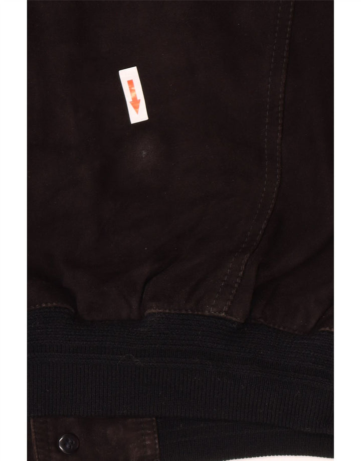 Bomber vintage pentru bărbați din piele intoarsa IT 48 Medium Black Leather