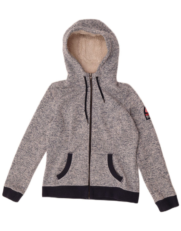 Pulover Superdry pentru bărbați, cu fermoar, UK 14, mare, poliester cu pături albastre
