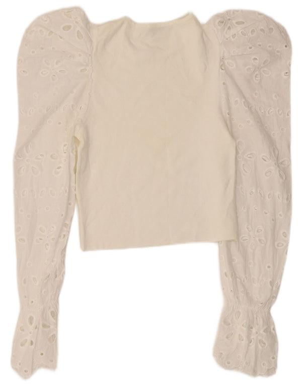 Crop Top pentru femei Zara cu mânecă lungă UK 8 Mic Alb Floral