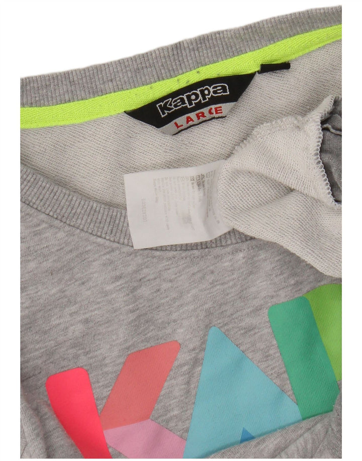 Hanorac grafic pentru femei Kappa Pulover UK 14 mare bumbac gri