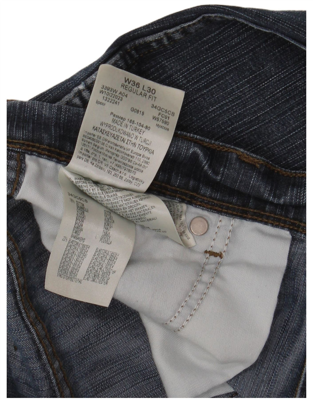WRANGLER Mens Regular Fit Straight Jeans W36 L30 Blue Cotton