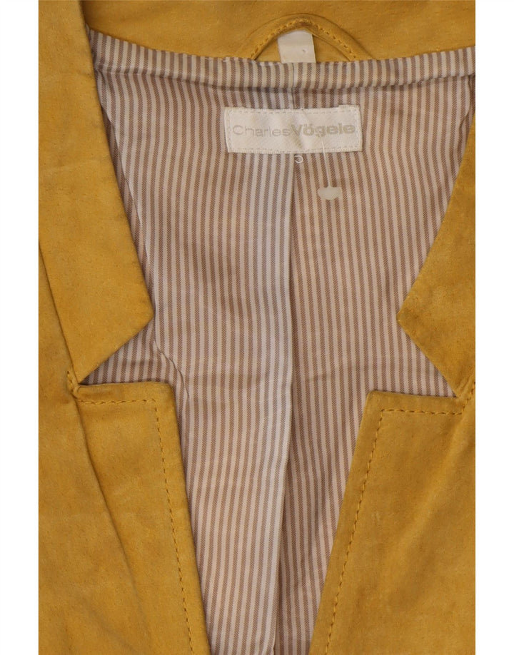 CHARLES VOGELE Womens Suede Jacket IT 44 Medium Yellow Leather Vintage Charles Vogele and Second-Hand Charles Vogele from Messina Hembry 