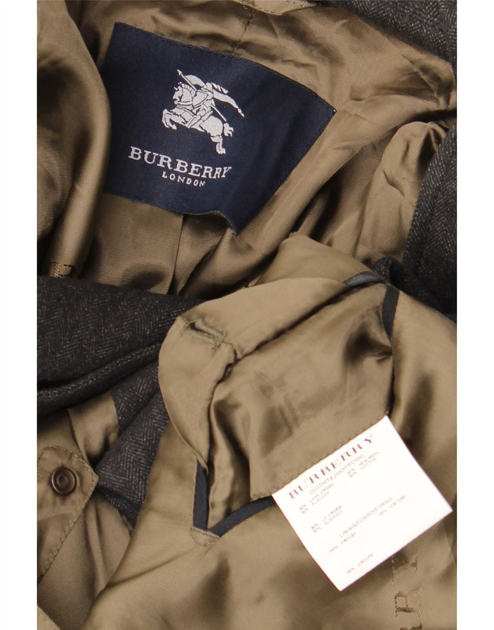 Jachetă Burberry pentru bărbați cu 3 nasturi, UK 42 XL, lână gri Herringbone