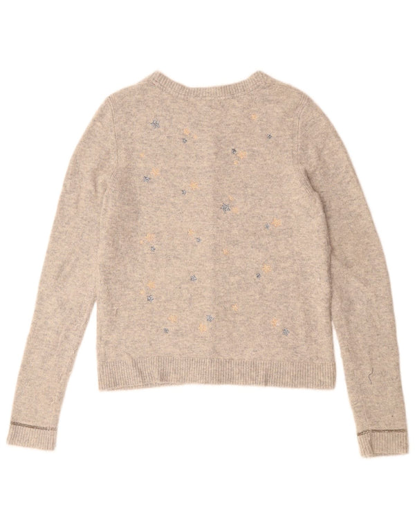 WHITE STUFF Pulover cardigan cu model abstract pentru femei UK 10 Mic Gri