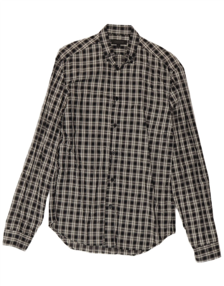 Cămașă pentru bărbați Calvin Klein, bumbac caros negru mediu