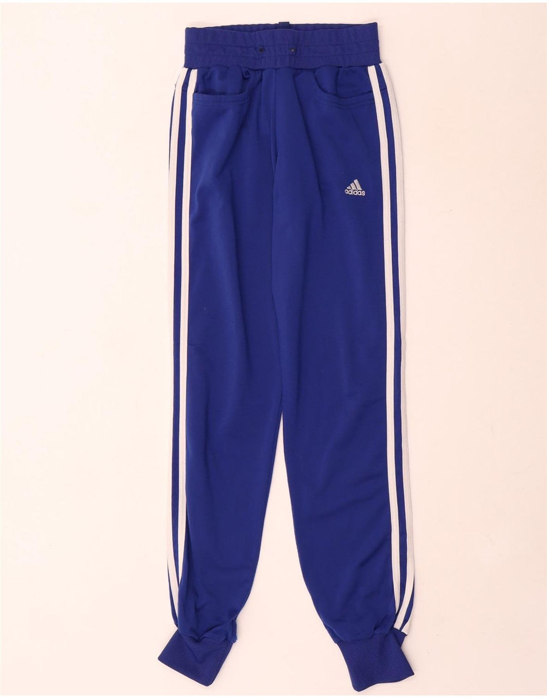 Pantaloni de trening Adidas pentru femei Joggeri UK 8 Poliester bleumarin mic