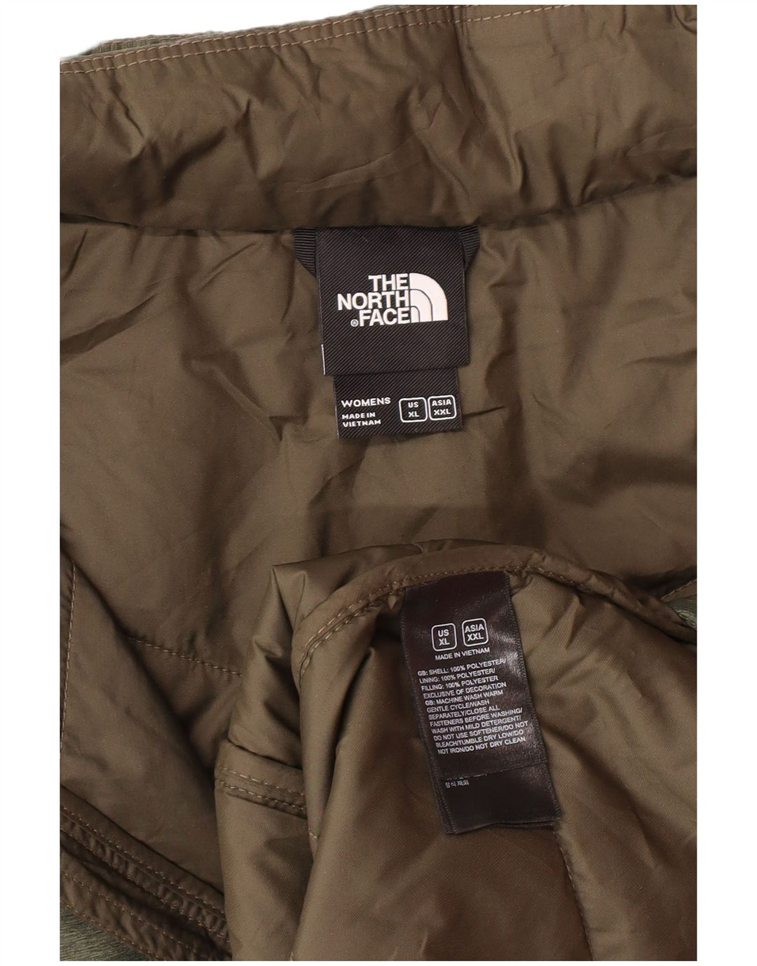 Palton căptușit cu glugă The North Face pentru femei UK 18 XL Kaki Poliester Modern