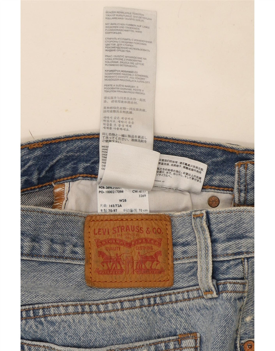 Fusta mini denim distressed pentru femei Levi's W28 bumbac albastru mediu