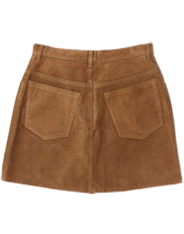 Fusta mini din piele intoarsa pentru femei Sisley IT 44 Medium W28 Piele maro
