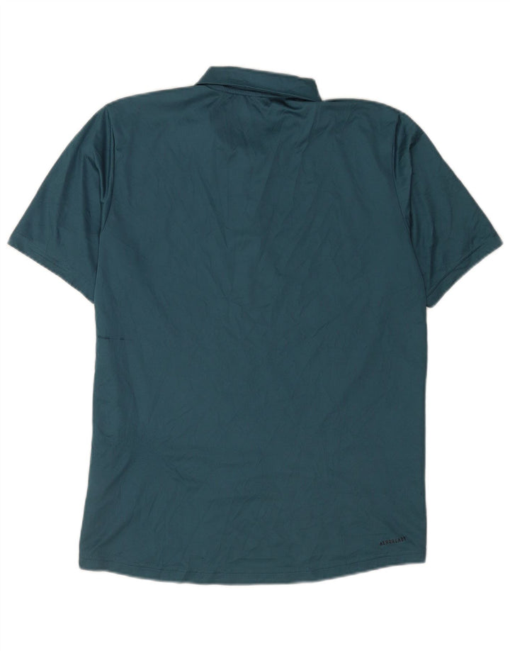 Tricou polo Adidas pentru bărbați, poliester albastru mediu