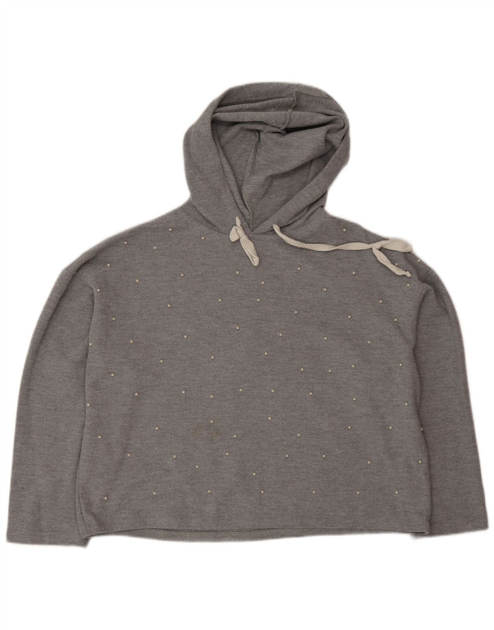 Top supradimensionat cu glugă pentru femei Zara cu mânecă lungă UK 14 Medium Gri pete