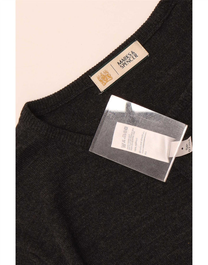 Pulover Marks & Spencer pentru bărbați, cu gât roșu, acrilic, gri mediu